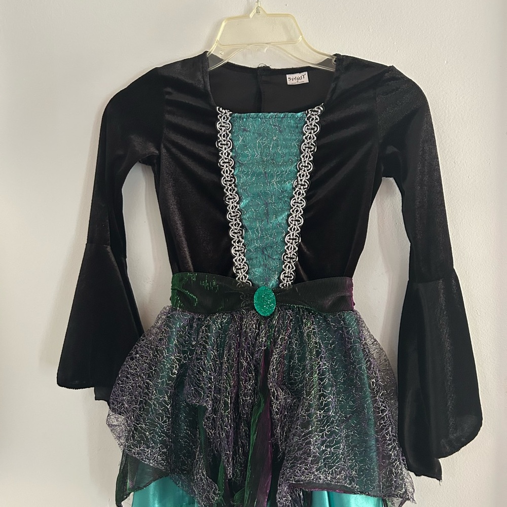 Spirit Halloween Black and Turquoise Kids witch Costume